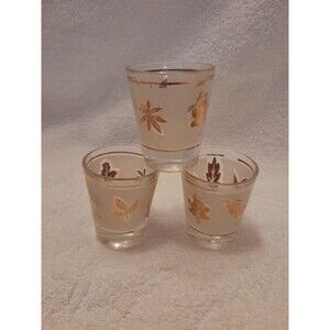 Vintage starlyte foil leaf Libbey shot glasses